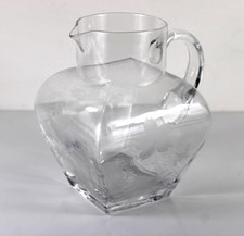 CARAFFA in vetro di CRISTALLO VINTAGE Incisa Decori Fiori Brocca Vino Panciuta