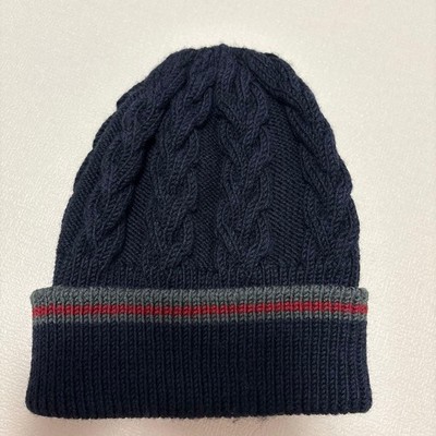 Gucci Knit Beanie Cap Navy Red Gray Size S Men's Authentic