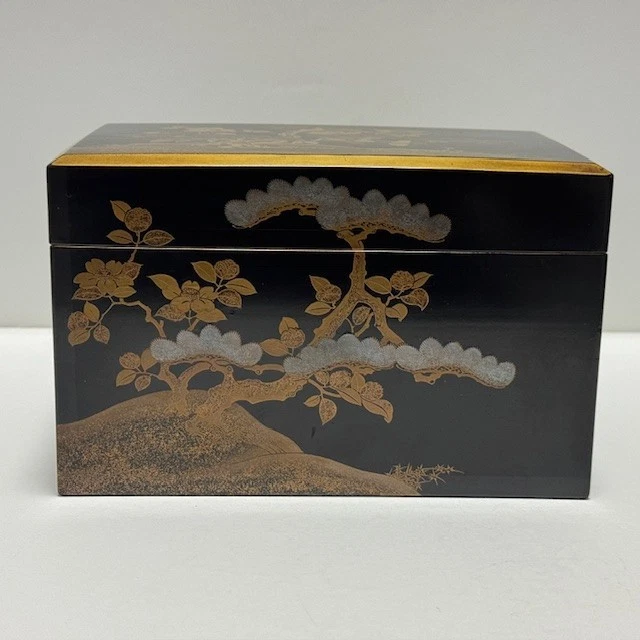 Raro Japonés Ceremonia del Té Antigua Caja de Té Chabako Laca Dorada Makie Foto 2 de 4