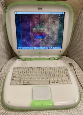 Vintage Apple iBook Clamshell Key Lime 366MHz FireWire DVD/CDR Slot Load