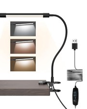 LED Desk Lamp with Clamp - Adjustable 3 Color Modes 10 Desk Light Bar