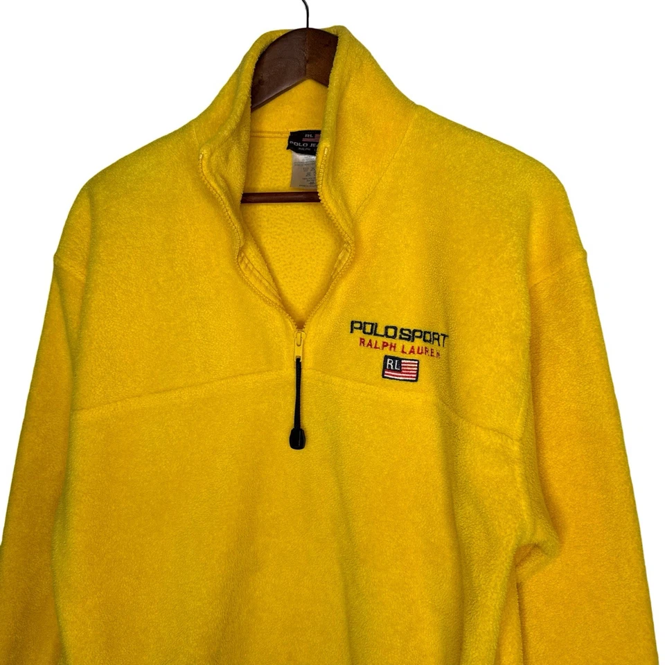 Suéter Pullover Vintage Polo Ralph Lauren Polar Para Hombre M Amarillo 1/4 Cremallera Foto 3 de 4