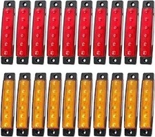 20 Pcs Amber Red 3.8 Inch 6 LED Indicator Side Marker Lights Color: Amber Red