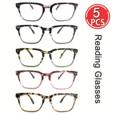 5 Pack Reading Glasses Spring Hinge Square Fr...
