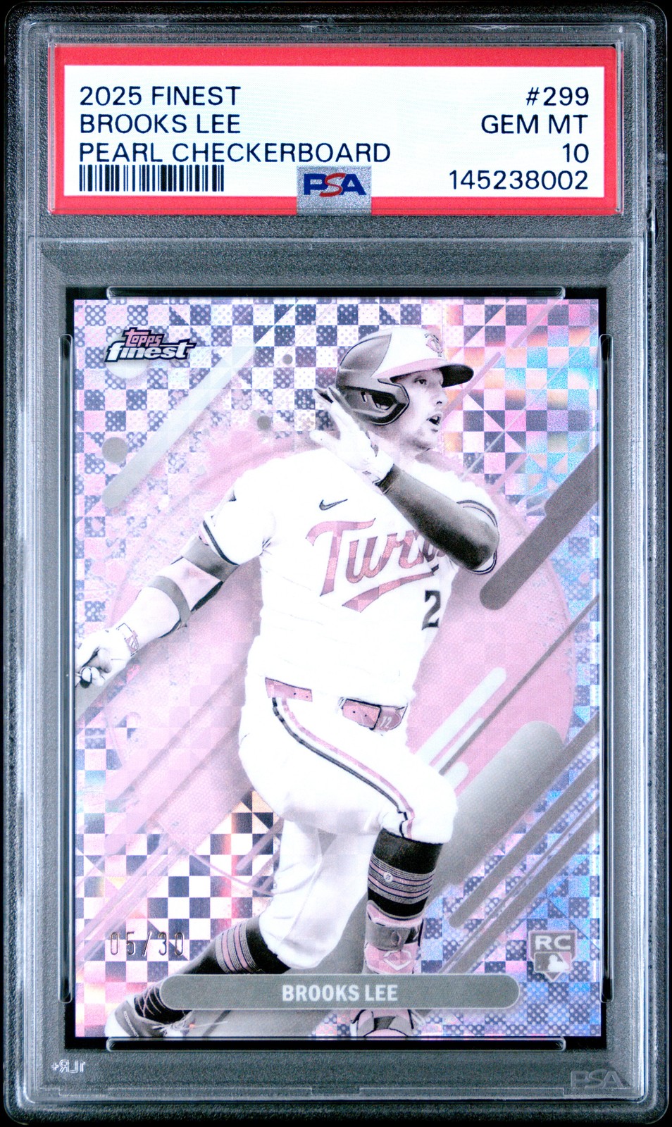 2025 TOPPS FINEST PEARL CHECKERBOARD #299 BROOKS LEE 5/30 PSA 10
