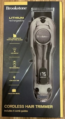 BROOKSTONE CORDLESS HAIR TRIMMER USB RECHARGEABLE w/ STAINLESS STEAL BLADES