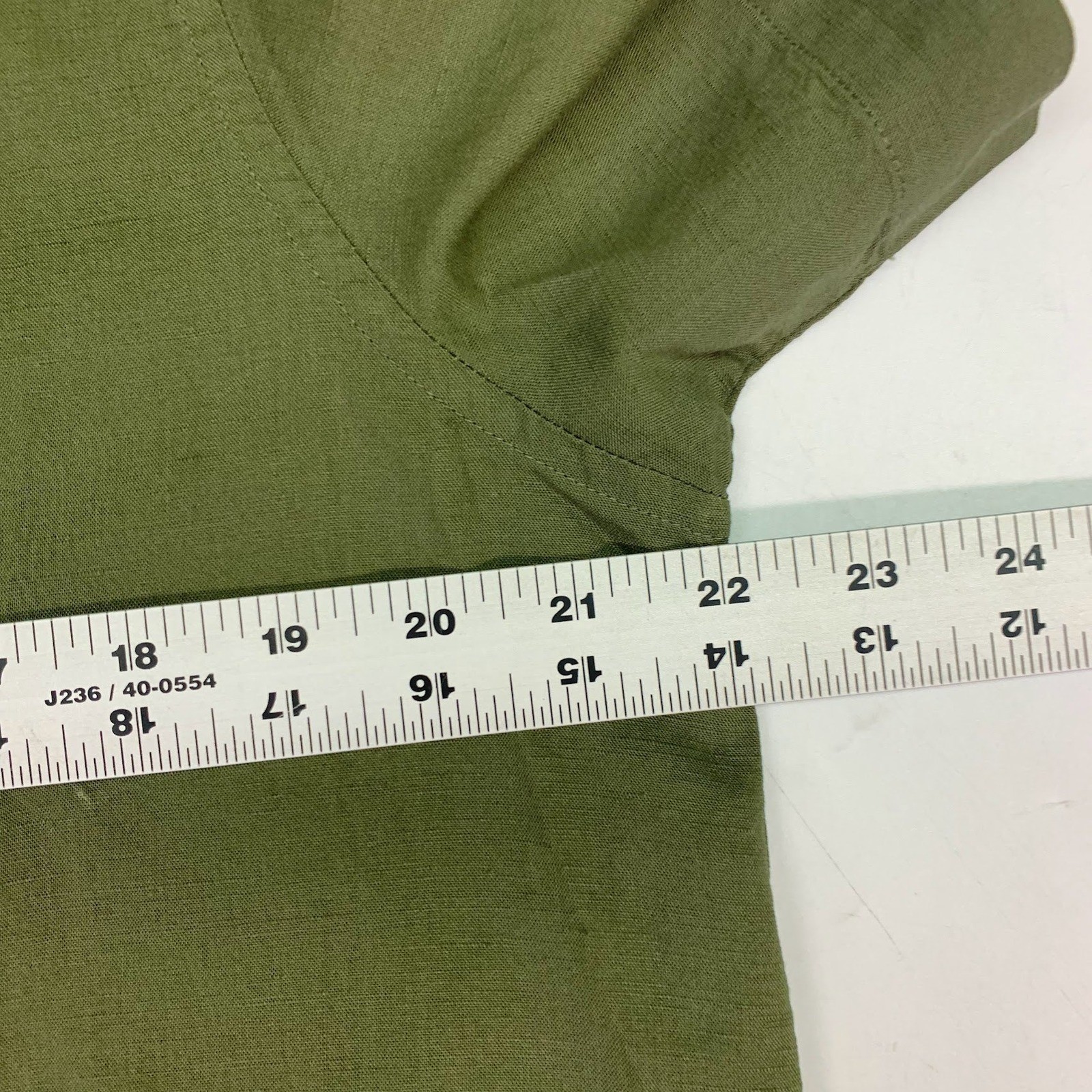 Uniqlo Womens Linen Blend Open Collar Short Sleeve Shirt Olive Green Size L NWT thumbnail 13