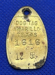 Vintage 1958 Amarillo Texas Brass Dog Tag ~ License - FREE SHIPPING