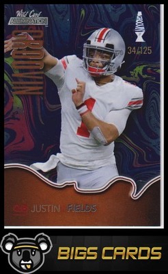 2021 Wild Card Alumination #BG-3 Justin Fields Blue Groovin' Orange #/125