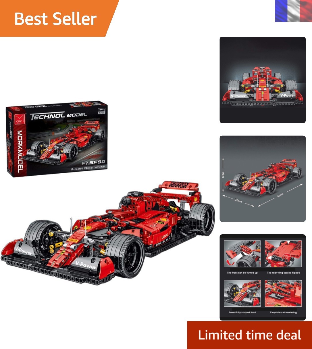 Monoplace F1 en briques de construction Akogd kit 1100 pièces anti-stress