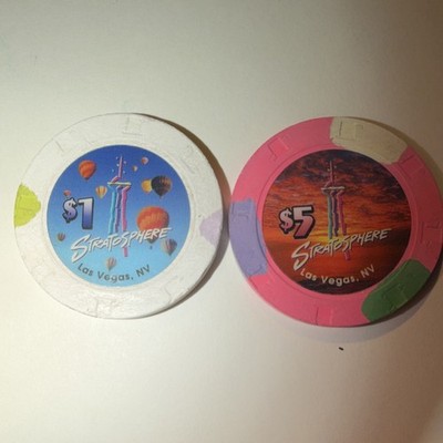 Stratosphere Las Vegas Casino Chips Set $1 White $5 Pink Collectible
