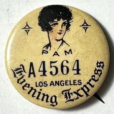 1930's PAM Buffalo Evening Express Comic Strip 1.25" Celluloid Pinback Button