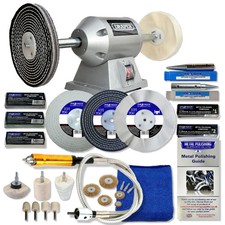Draper 6" 250W Bench Grinder Polisher With Pro-Max 6" Deluxe Metal Polishing Kit