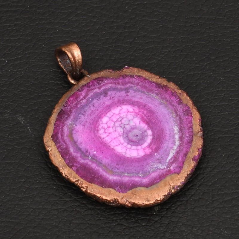 Solar Quartz Gemstone Handmade Pure Copper Pendant Jewelry Gift 1.76" AP-37000
