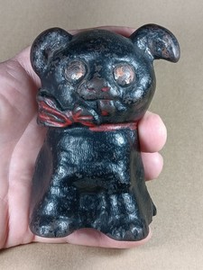 Antique Cast Iron Hubley Puppy Dog w/ Red Collar Bank