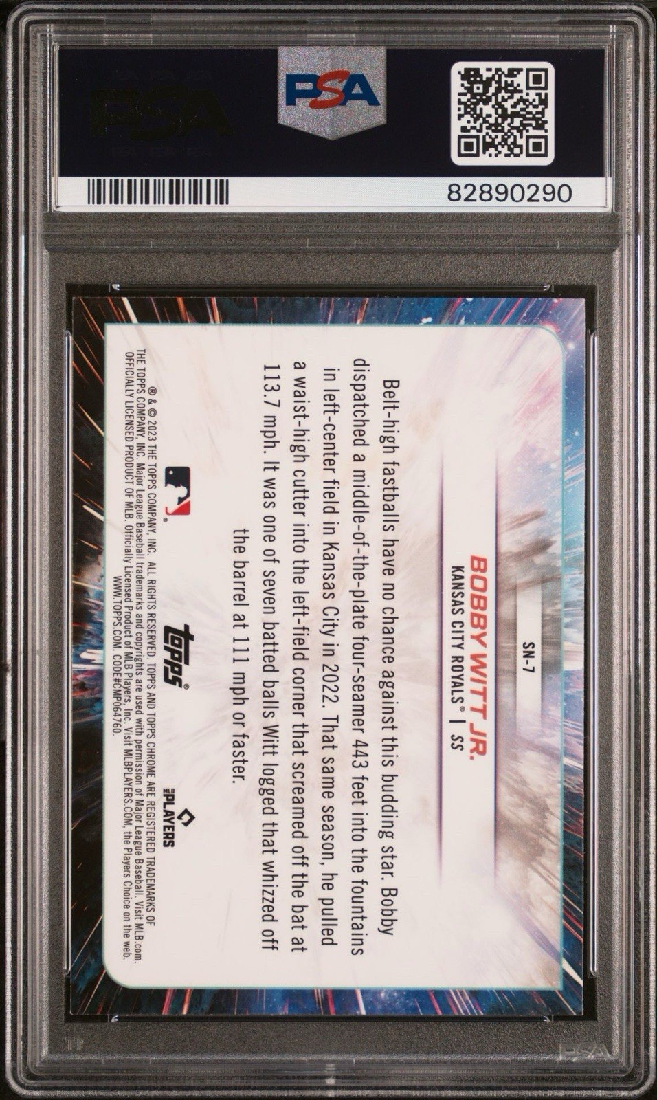 2023 Topps Cosmic Chrome Bobby Witt Jr. Supernova PSA 10 Royals view 2
