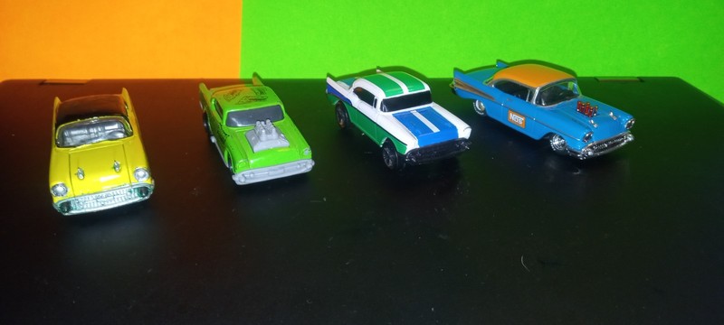 K00L LOT OF (4) Custom, Wild HO Scale Die Cast 1957 Chevy! 
