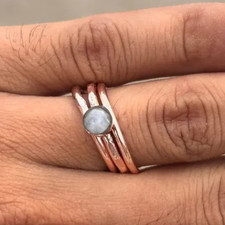 Solid Pure Copper Minimalist Healing Ring, Handmade, Set of 3