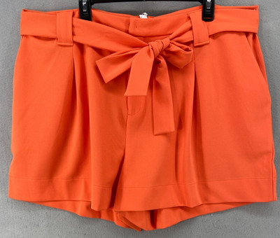 Curations x Amy Morrison Shorts Womens Sz 2X Orange Belted Pockets Zip Up