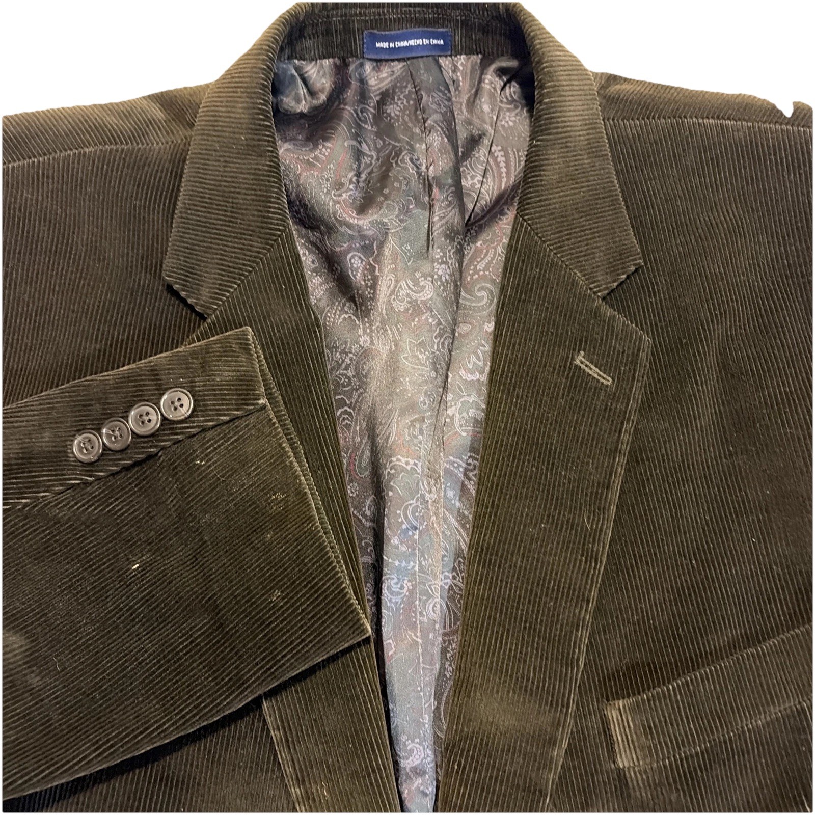Stafford Black Corduroy Signature Classic Fit Blazer Size 50 Reg 50R Preppy