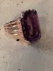 Art Deco Antique 14K Gold And Large Rectangular Amethyst Ring, Size 6.5 — photo 9