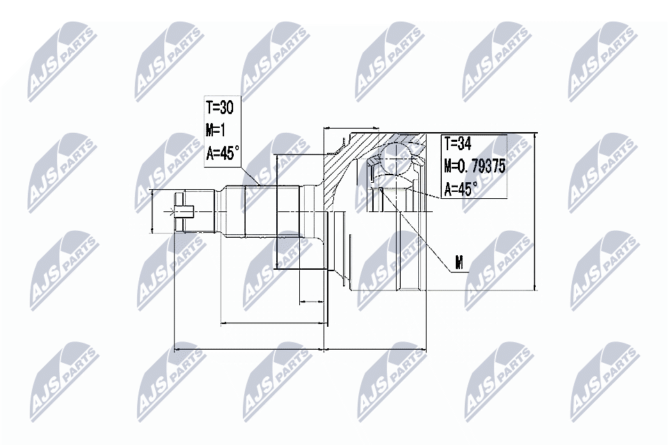 Driveshaft CV joint Front Axle Left NPZ-HD-061 NTY for HONDA CR-V III - Image 4