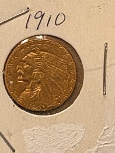 1910 gold indian head $2.50 dollar coin
