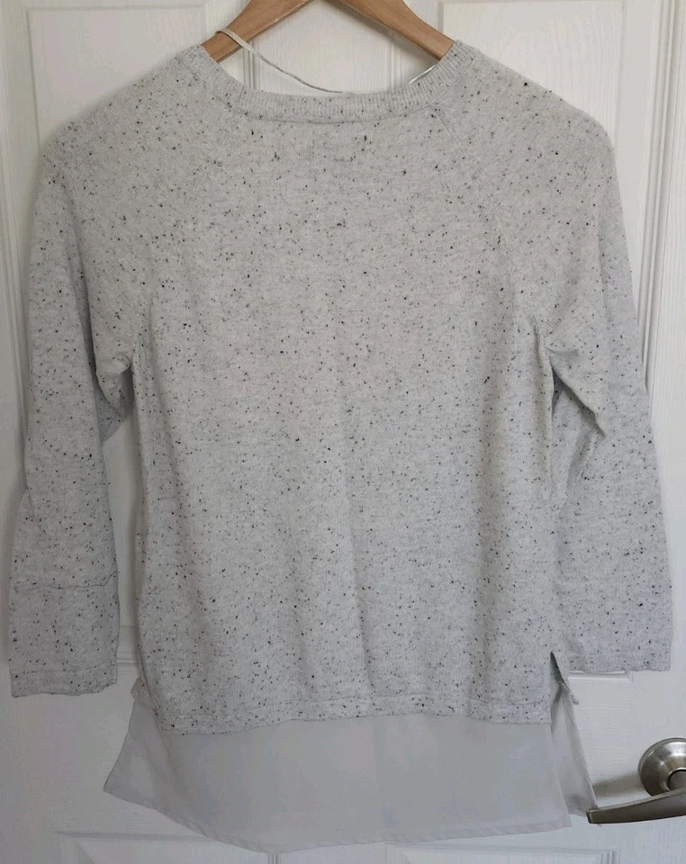 Apt. 9 3/4 袖毛衣女式 S 小号灰色针织轻便衬衫束腰外衣 — 第 2/4 张图片