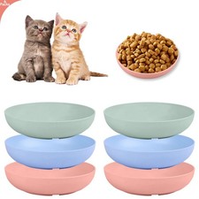6 Pack 5.5 Inch Shallow Cat Food Dish Wheat Straw Feeding Bowls for Kittens