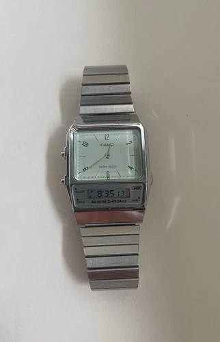 Casio AQ800E-7A Men’s Watch Analog/Digital Silver Tone Chrono Alarm Adj Band