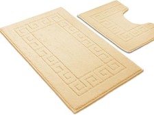Image of Greek Key Pattern Bath Mats 2 Piece Sets Non Slip Bathroom Mat, Soft Washable R