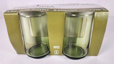 NOS Vtg Set of 4 Anchor Hocking Finlandia Avocado Olive Green 6oz Juice Glasses