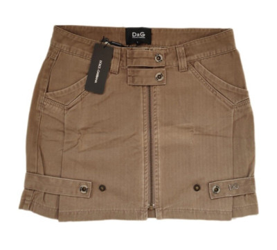 DOLCE&GABBANA Brown Cotton Mini Logo Skirt 00s Y2k Vtg