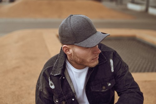 Flexfit by Yupoong herringbone melange 6277hm - gebogene Snapback Baseballkappe - Bild 3 von 12