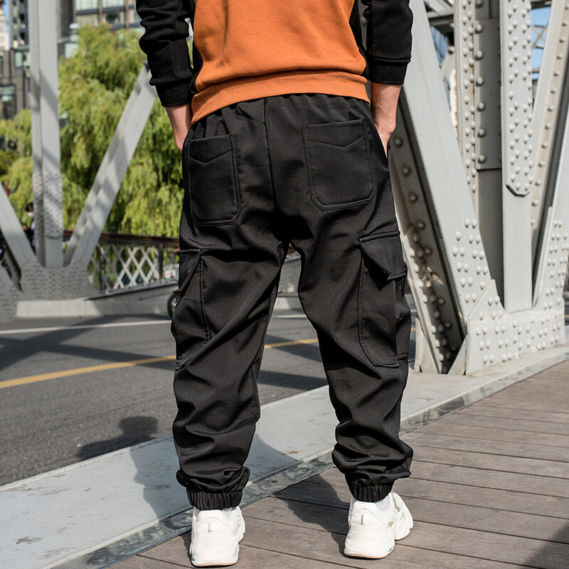 Men Fleece Lined Baggy Cargo Pants Wide Leg Trousers Hip Hop Loose