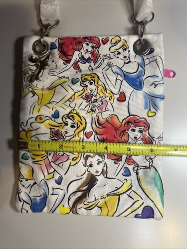 Disney Girl Princess Crossbody Purse Bag with Zipper Pockets Adjustable White - Picture 5 of 7