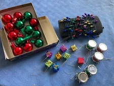 Lot Of Assorted  Ornaments And Trim For A Small Christmas Tree