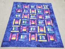 NEW - Hand Dyed Spooling Around Blue 64x74 Twin size Quilt Completed/Finished
