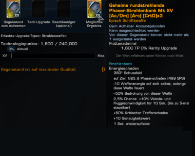 Star Trek Online mkxv crtd x3 ARC Geheime Phaser Rundstrahl Beam episch eu-us PC