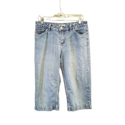 Faded Glory Womens Size 6 Blue  Solid Capri Jeans