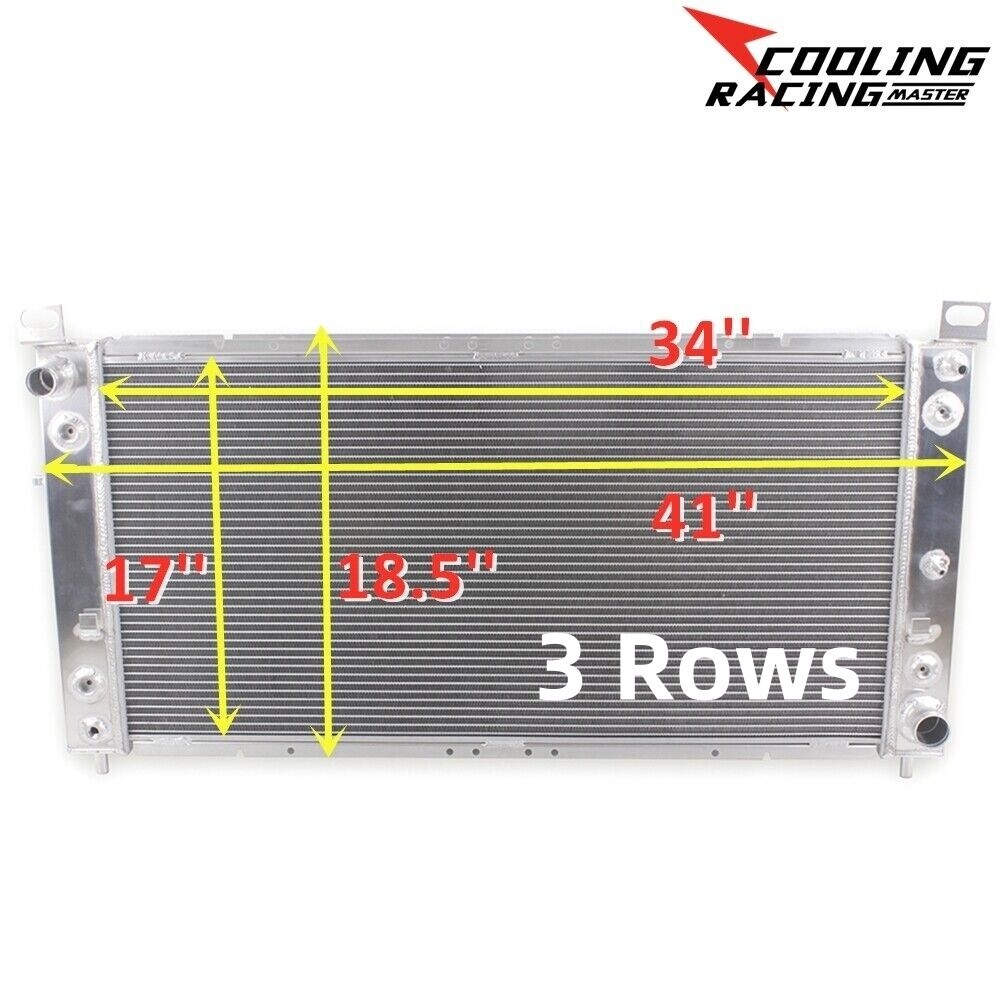 34" W 3 Row Aluminum Radiator for 1999-2013 GMC Sierra 1500 2500 3500 V8 - Thumbnail 1