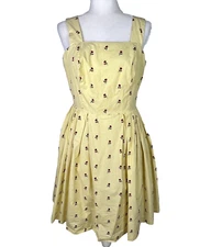 Hearts and Found Women's Dress Custom Size Medium Rose Print Yellow