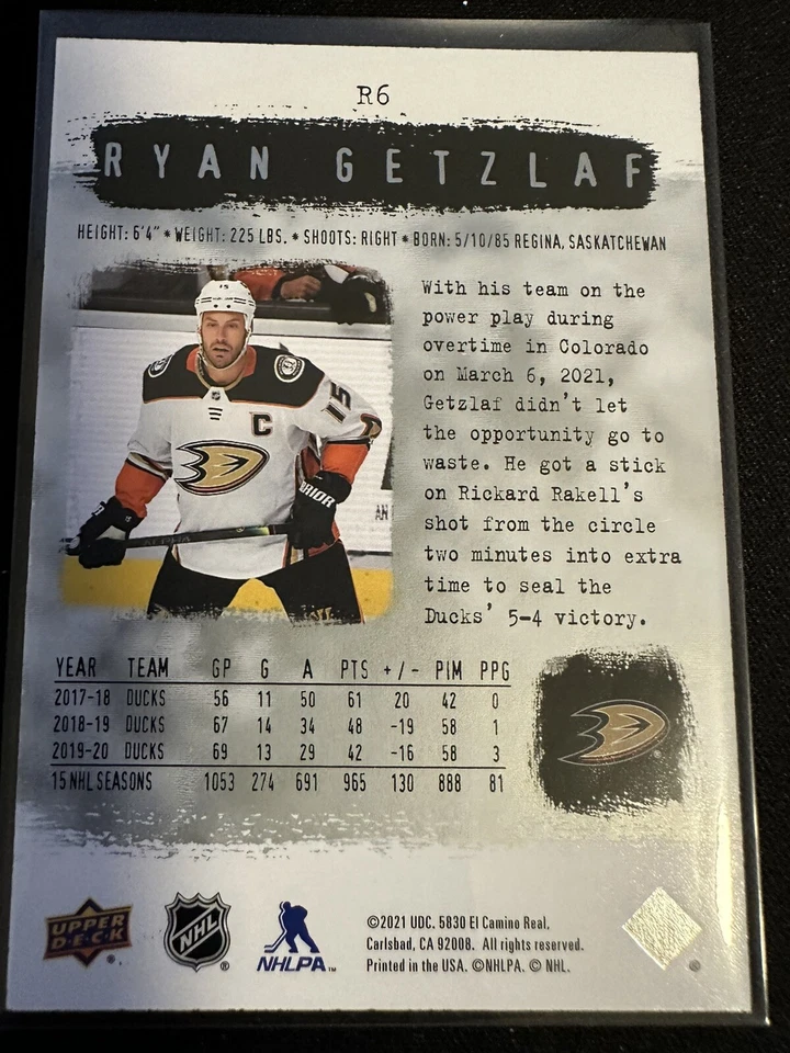 Ryan Getzlaf #R6 - 2020-21 SP Authentic - 2000-01 Retro - Image 2 of 2