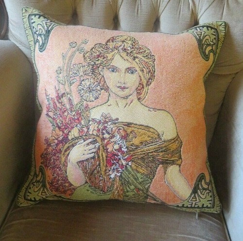 ALPHONSE MUCHA SPRING MUSEUM QUALITY VELVET BACKED PILLOW CUSHION COVER ONLY