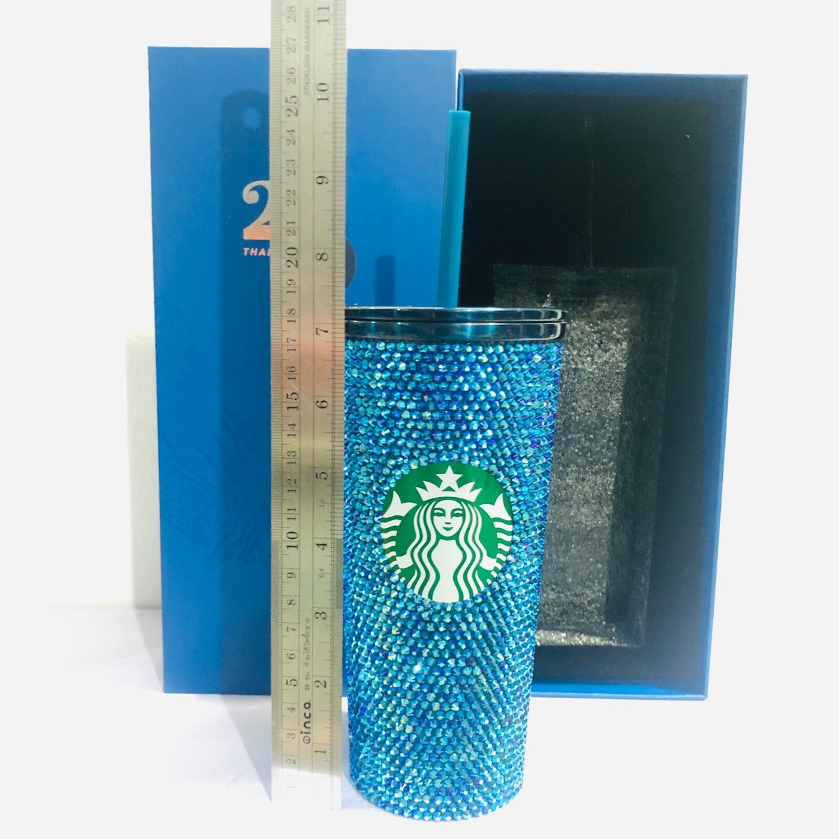 Starbucks Stainless Tumbler 16 Oz.25TH Blue Rhinestone Crystal