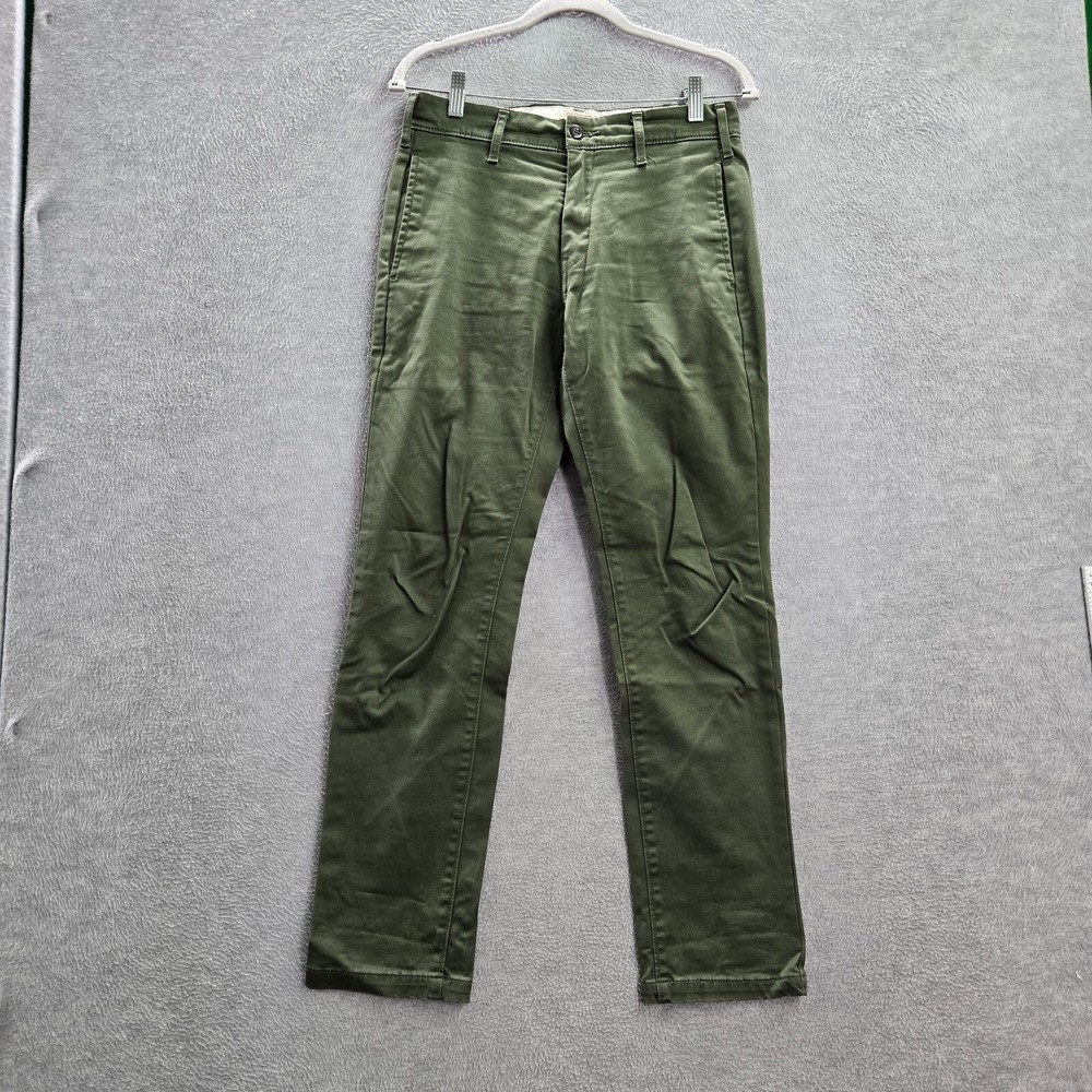 Levi's Men Green Cotton Chino Pants 29x30 Mid Rise with Pockets