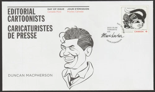 Canada #3299, Editorial Cartoonists, Duncan Macpherson, Cover, FDC 2021