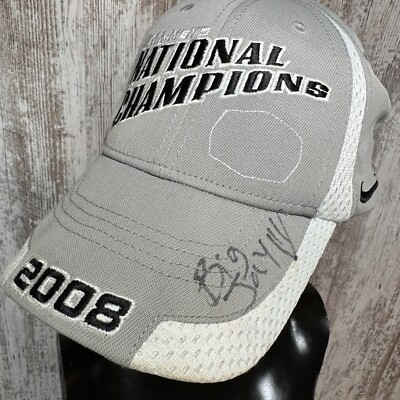 Big Jay  Hawk  Signed NCAA 2008 Men National Final 4 Champ Nike Hat Kansas Unive