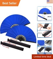 Stunning Blue Silk Folding Hand Fans - 2-Pack for Special Occasions and Coolness