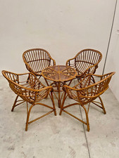 Bamboo lounge set with coffe table and 4 armchairs stile italian vintage